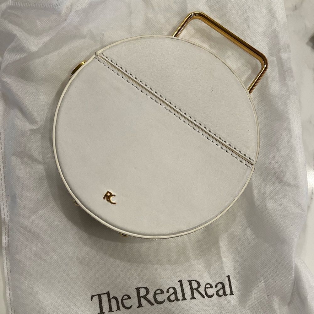 Rachel Comey Rider Circle Bag Ivory White Leather Round Brass Top Handle Rare - Picture 3 of 15